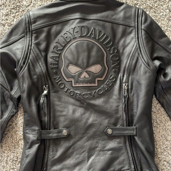 Harley-Davidson Jackets & Blazers - Harley-Davidson Black Leather Jacket with Skull Motif